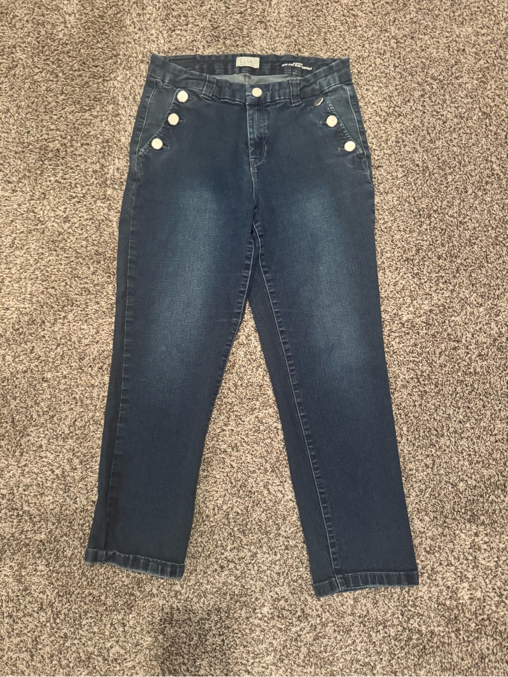 Nicole Miller Dark Navy Sailor-Button Ankle Jeans